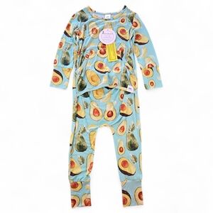 Ready Set Romper Avocado Print Bamboo Pajamas 2T–3T No Snaps No Zips
